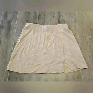 H&M Women's Beige Stretch Knit Pull On Short Wrap Front Skirt